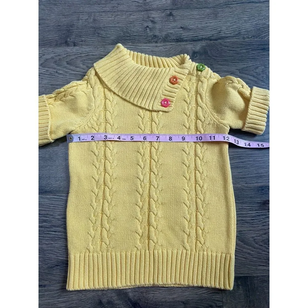 Kids Girls VTG Gymboree sweater cable knit button yellow short sleeve SZ S 5-6